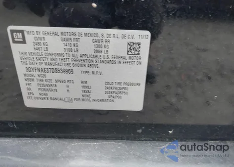 2013 Cadillac Srx Standard from USA, damaged, VIN 3GYFNAE37DS539969